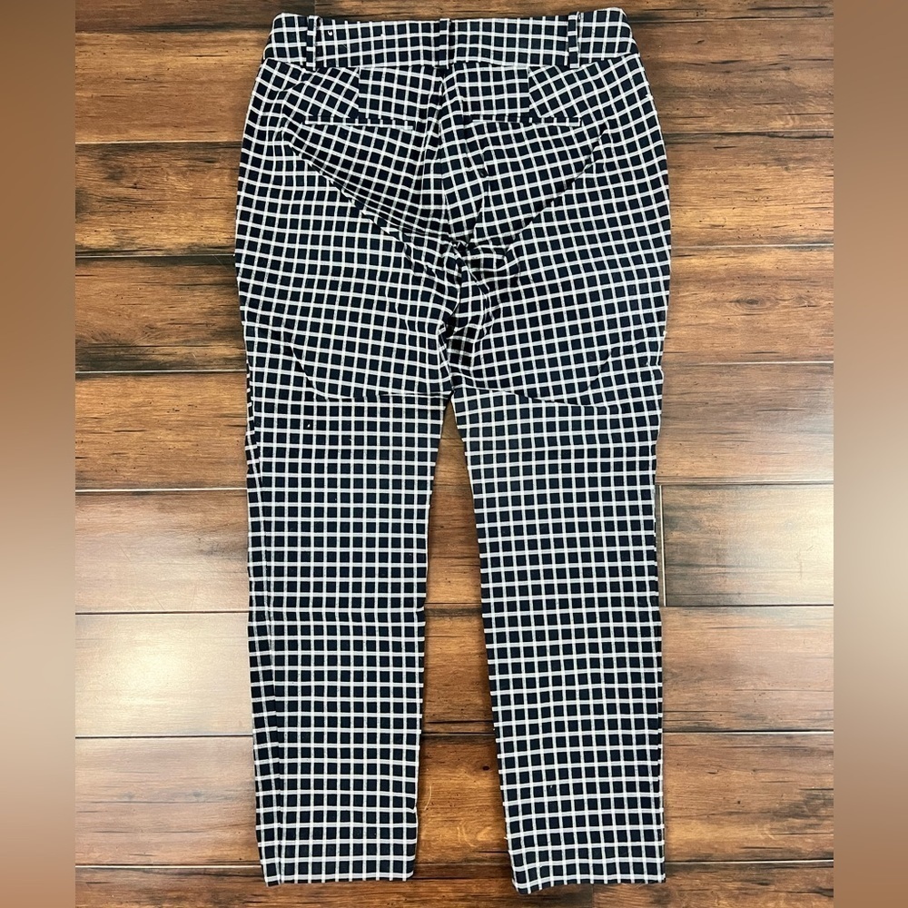 Loft Outlet Blue & White Check Modern Skinny Ankle Pants - Size 4P - Picture 5 of 7